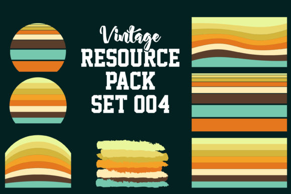 Retro Vintage Sunset Circle Vintage Set